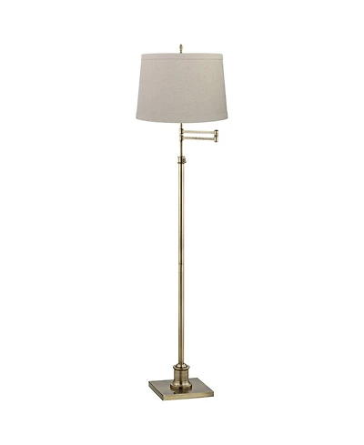360 Lighting Modern Floor Lamp Adjustable Swing Arm 70" Tall Antique Brass Burlap Drum Shade for Living Room Reading Bedroom Office