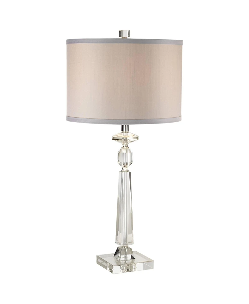 Vienna Full Spectrum Traditional Glam Table Lamp with Usb Charging Port 26.5" High Crystal Column Drum Shade Living Room Bedroom House