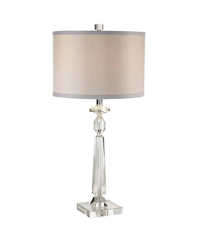 Vienna Full Spectrum Traditional Glam Table Lamp with Usb Charging Port 26.5" High Crystal Column Drum Shade Living Room Bedroom House