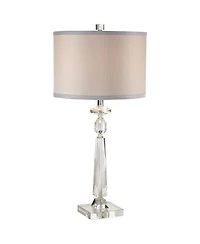 Vienna Full Spectrum Traditional Glam Table Lamp with Usb Charging Port 26.5" High Crystal Column Drum Shade Living Room Bedroom House