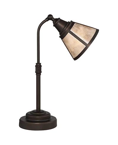 Regency Hill Rustic Farmhouse Desk Lamp 18 1/2" High with Usb Dimmer Satin Bronze Metal Blond Mica Shade for Bedroom Living Room House Bedside Home
