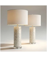 360 Lighting Sabina 27 1/2"H Textured Pearlescent Cylinder Table Lamp Set