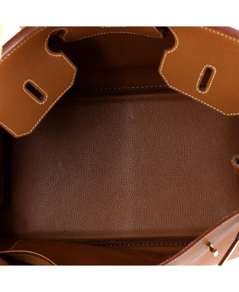 Pre-Owned HERMES Birkin 35 Handbag Brown Veau Grain Lisse with Gold Hardware