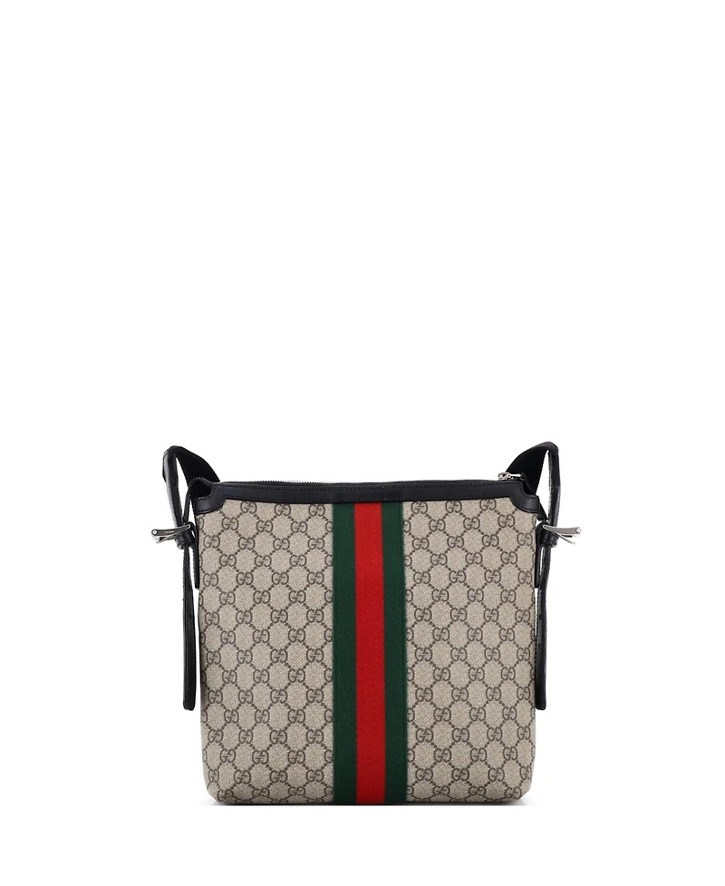 Pre-Owned Gucci Medium Web Messenger Bag Gg Coated Canvas
