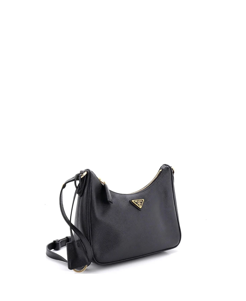 Pre-Owned Prada Mini Adjustable Handle Zip Hobo Saffiano Leather