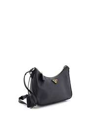 Pre-Owned Prada Mini Adjustable Handle Zip Hobo Saffiano Leather