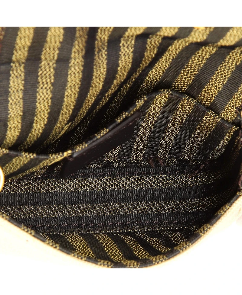 Pre-Owned Fendi Nano Chain Baguette Charm Bag Zucca Embroidered Canvas