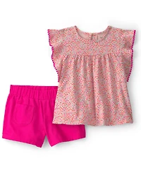 Carter's Girls' 2T-5T Flower Top and Shorts, 2-Piece Set