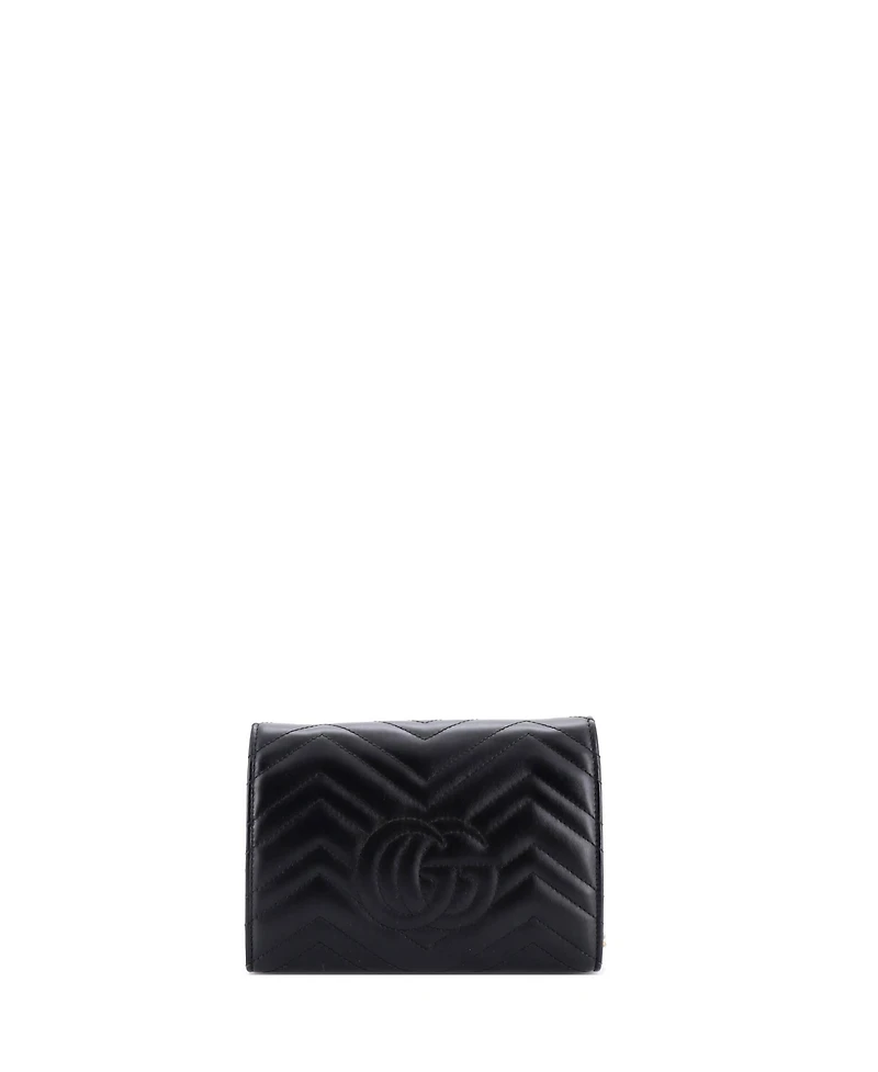 Pre-Owned Gucci Mini Gg Marmont Chain Wallet Matelasse Leather