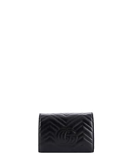 Pre-Owned Gucci Mini Gg Marmont Chain Wallet Matelasse Leather