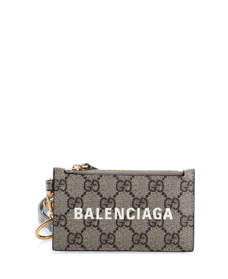 Pre-Owned Gucci x Balenciaga The Hacker Project Zip Card Case with Strap Gg Coated Canvas