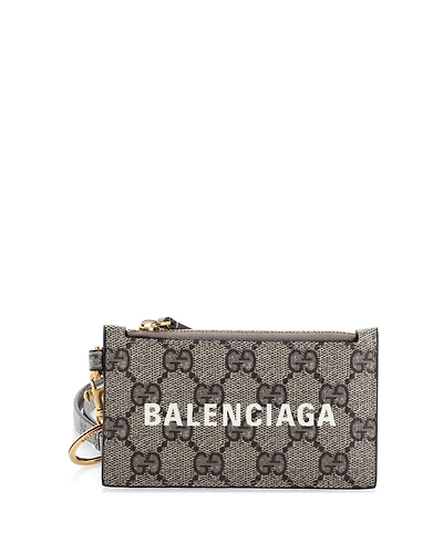 Pre-Owned Gucci x Balenciaga The Hacker Project Zip Card Case with Strap Gg Coated Canvas