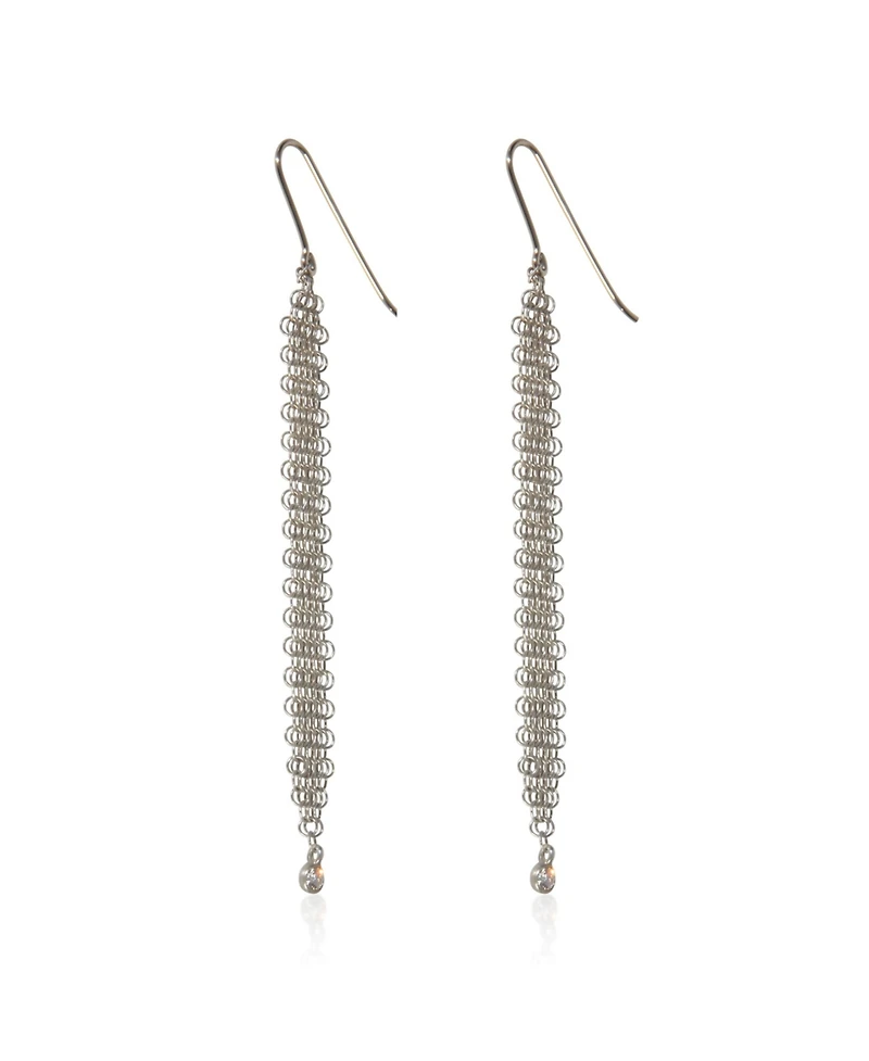 Pre-Owned Tiffany & Co Sterling Silver Diamond Elsa Peretti Mesh Earrings