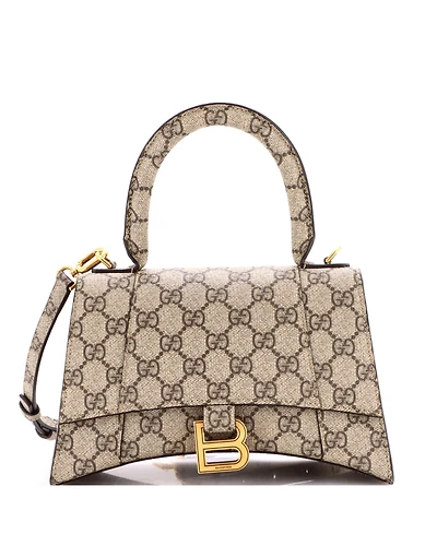 Pre-Owned Gucci Small x Balenciaga The Hacker Project Hourglass Top Handle Bag Gg Coated Canvas