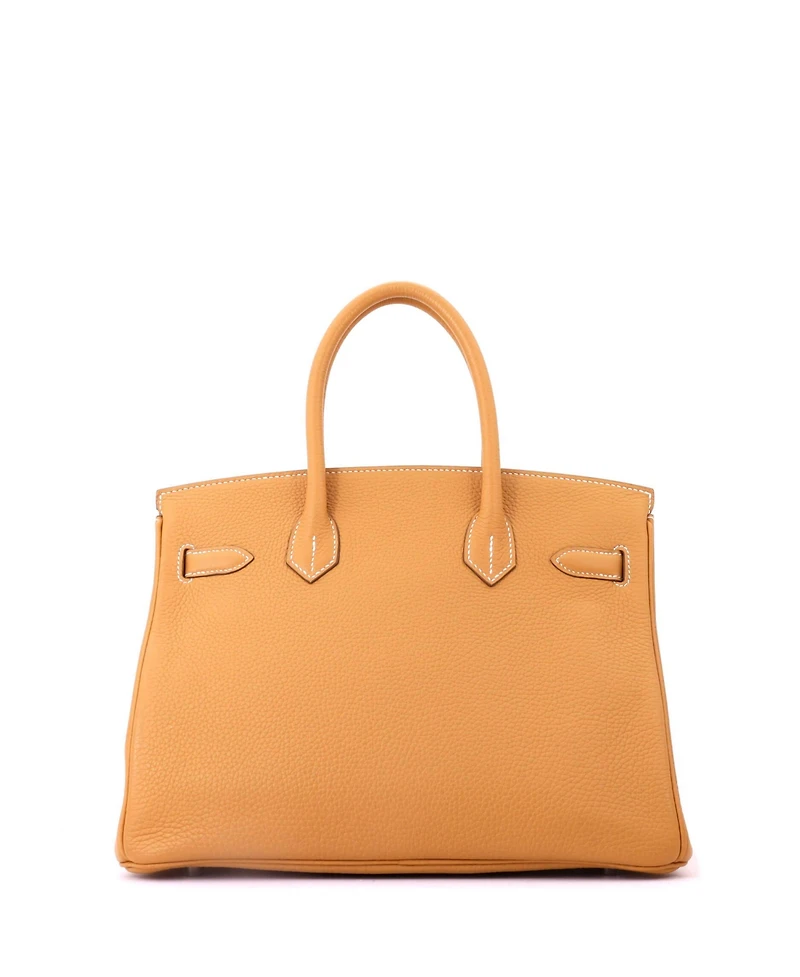 Pre-Owned HERMES Birkin 30 Handbag Brown Clemence with Palladium Hardware