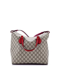 Pre-Owned Gucci Medium Signature Fold Over Tote Gg Coated Canvas with Leather