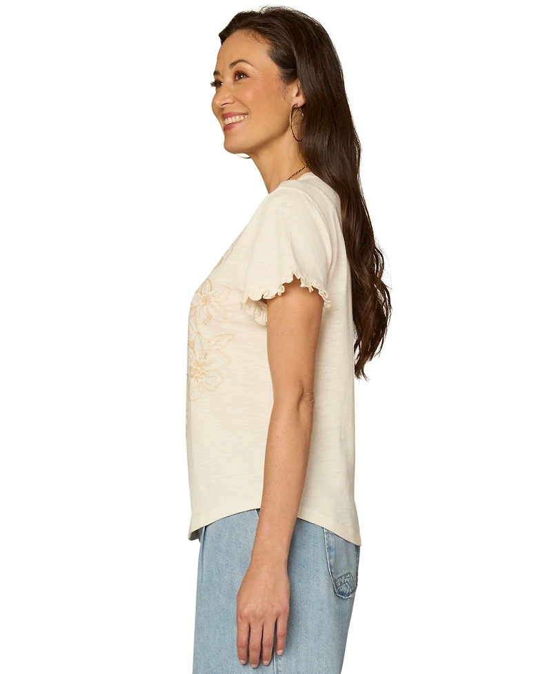 Democracy Women's Cotton Crewneck Top