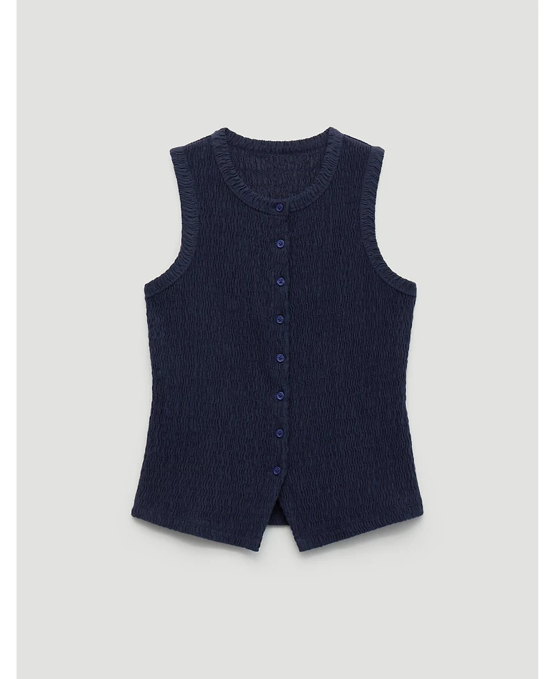 Hush Women's Textured Sleeveless Button Through Top