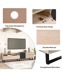 Rainsken Modern Tv Stand for 80'' Tv, Wooden Entertainment Center with Double Storage Space and Drop Down Door, Media Console Table for Living Room