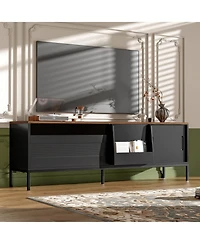 Rainsken 70.8 Media Console for Up to 75 TVs, Entertainment Center with Drawer, Sliding Doors and Adjustable Shelves for Living Room