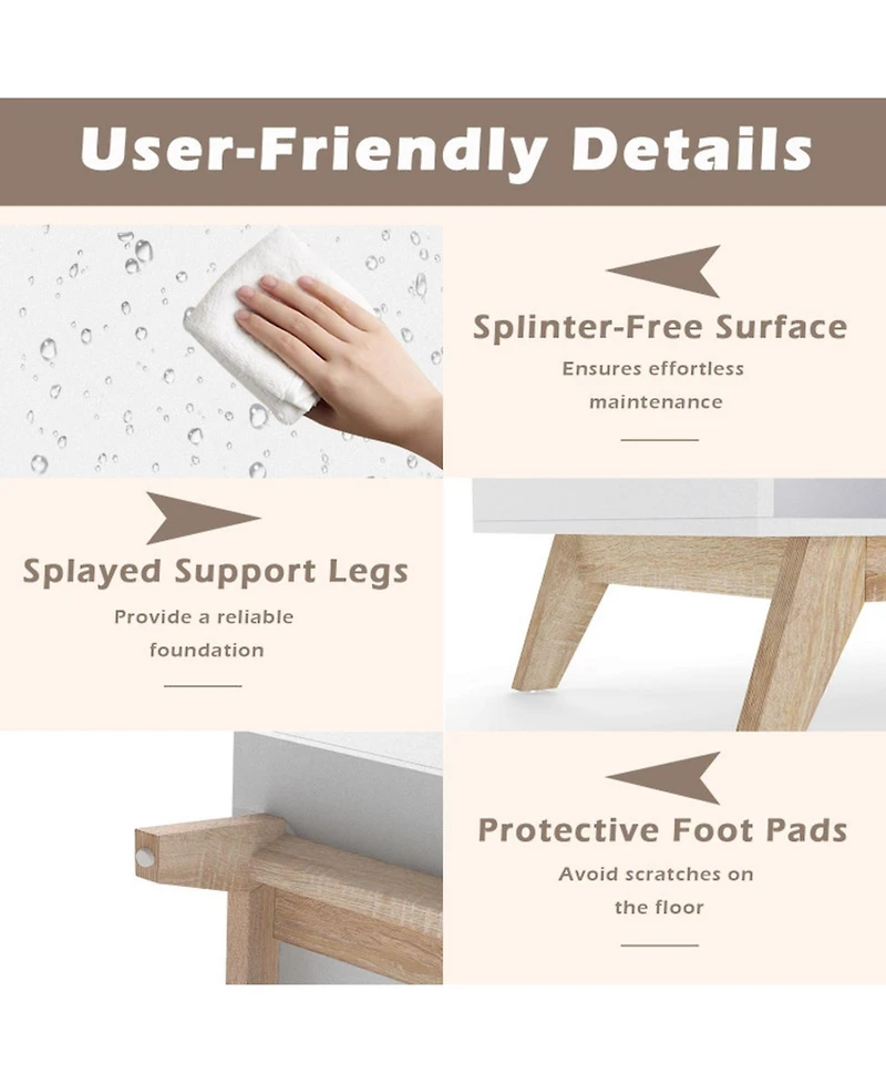 Gouun 43 in Stepped-Top Coffee Table with Color Block Design and Storage