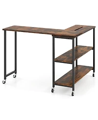 Gouun 360-Degree Rotating Sofa Side Table with Wheels and Storage, 40-60 in