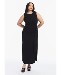 June & Vie Women's Plus Sleeveless Side-Tie Knit Midi Dress