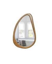 Busdays Modern Irregular Teardrop Wooden Wall Mirror, 29.92"x20.08" for Bathroom Bedroom Living Room