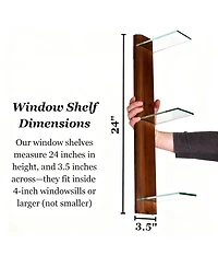 Yigii 3 Tiered Window Sill Plant Shelf Wood Glass Renter Friendly No Drill Indoor Stand