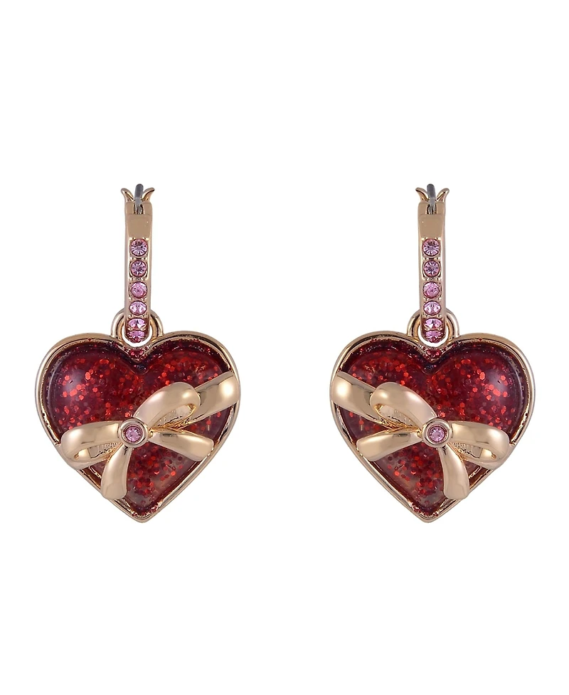 Hallmark Huggie Hoop Earrings with Glitter Heart Drop