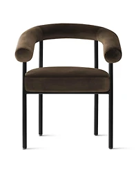 Maison Boucle Set of 2 Velvet Upholstered Dining Armchairs Curved Arms Metal Frame