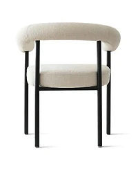 Maison Boucle Set of 2 Boucle Upholstered Dining Armchairs Curved Arms Metal Legs