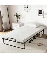 Gouun Twin Rollaway Guest Folding Bed with Memory Foam Mattress
