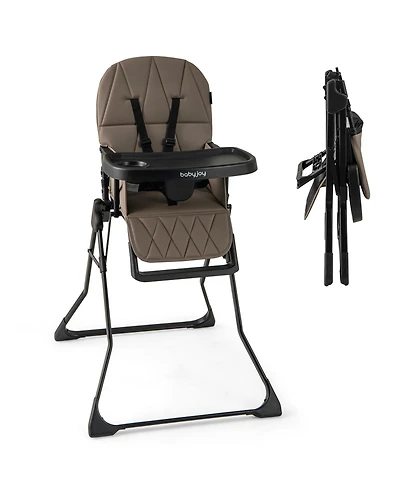 Sugift Compact Baby High Chair with Removable Tray and Pu Cushion