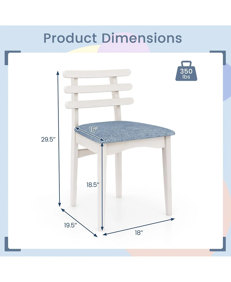 Sugift Fabric Kitchen Side Chairs Set of Two with Wood Frame