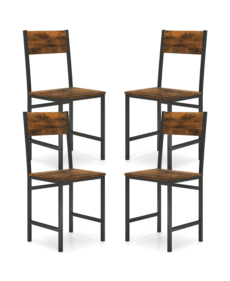 Sugift Dining Chairs Set of Four with Metal Legs and Slanted Back