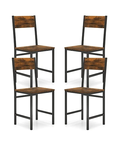 Sugift Dining Chairs Set of Four with Metal Legs and Slanted Back