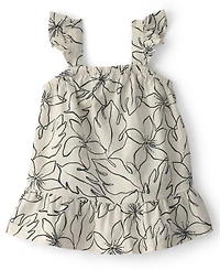 Carter's Baby Girls' Linen Blend Floral Dress