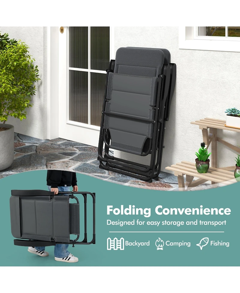 Sugift Two Piece Outdoor Folding Patio Chairs with Adjustable Backrest