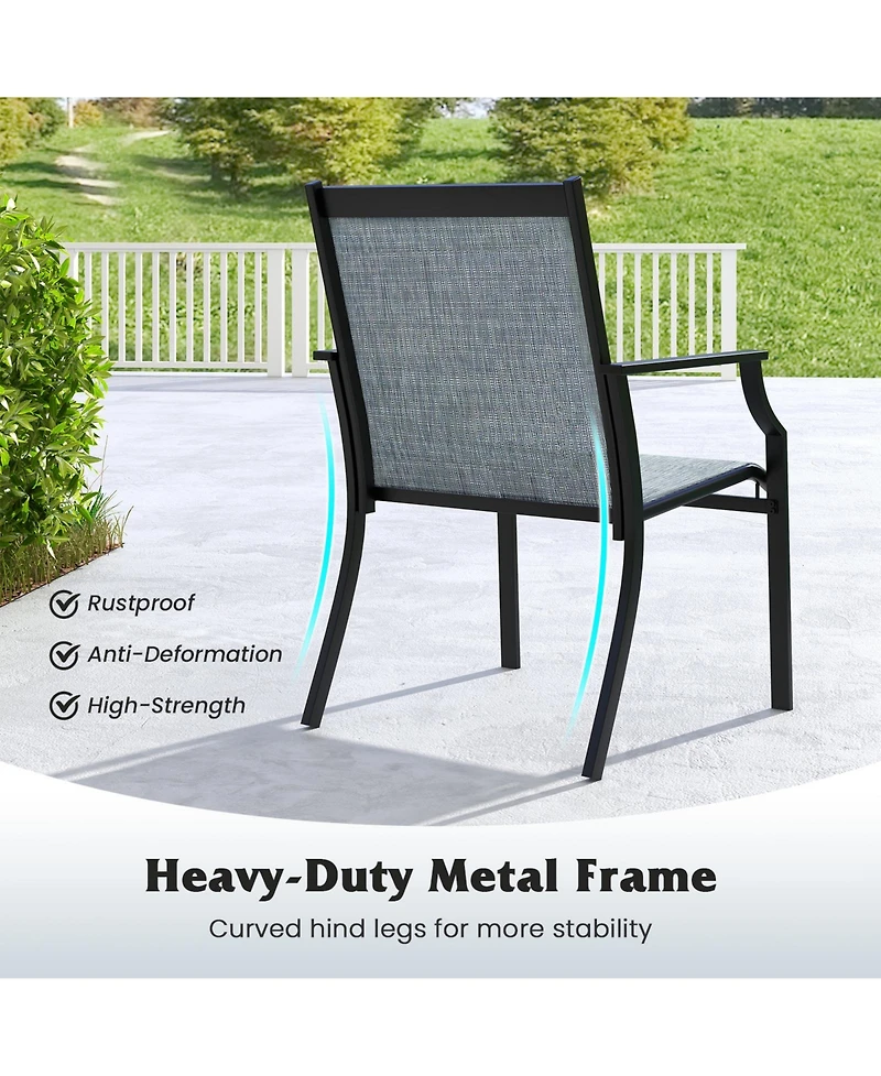 Sugift 2 Piece Patio Dining Chairs with Breathable Seats and Metal Frame