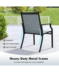 Sugift 2 Piece Patio Dining Chairs with Breathable Seats and Metal Frame