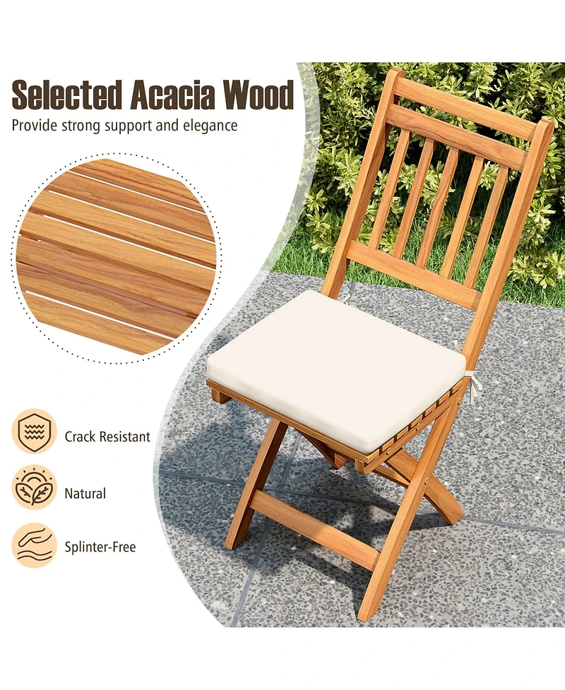 Sugift Patio Folding Chairs Set of Two with Soft Seat Cushions