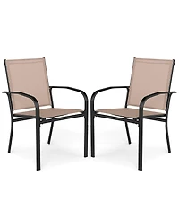 Sugift Outdoor Dining Chairs Set of Two with High Back and Metal Frame