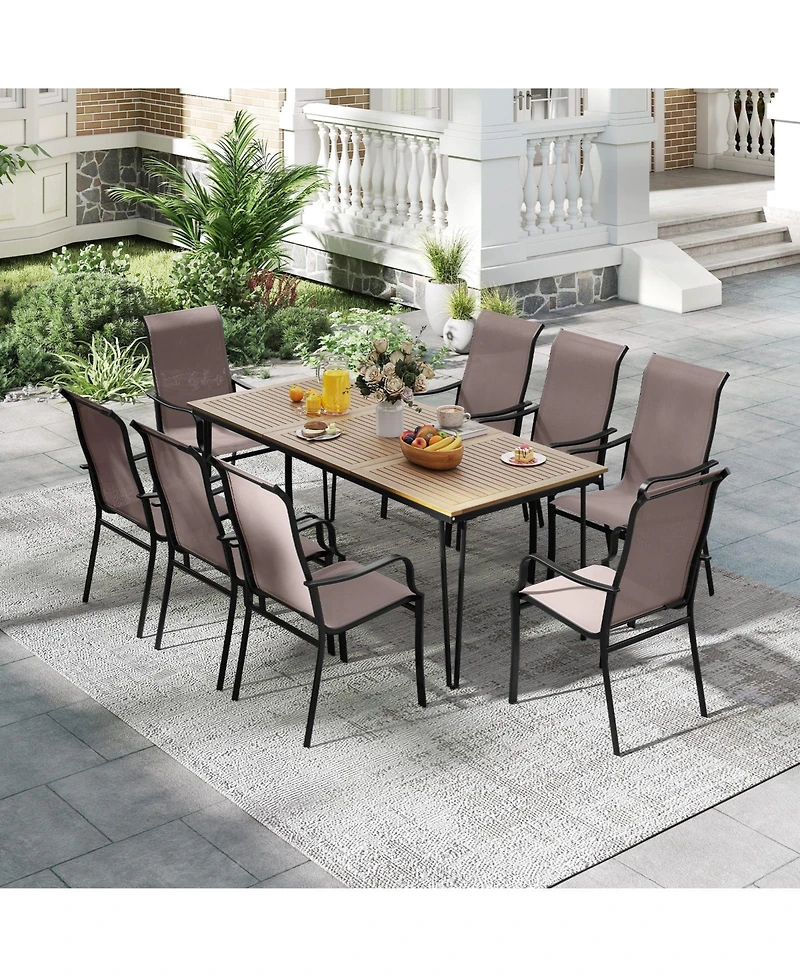 Sugift Patio Dining Chairs Set of Two with Wide Seat and Metal Frame