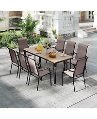 Sugift Patio Dining Chairs Set of Two with Wide Seat and Metal Frame