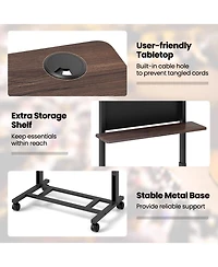 Sugift 40.5-49 Inch Height Adjustable Rolling Podium Stand Lectern Table