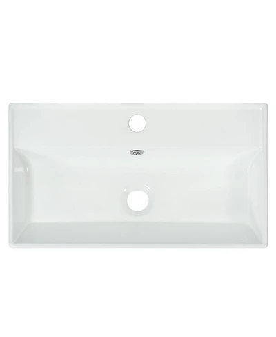 Sillysis Rectangular Ceramic Bathroom Vessel Sink, Scratch and Stain Resistant, Modern White Countertop Basin, 21.6"x12.2"x5.1"