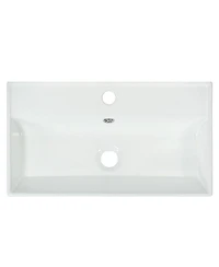 Sillysis Rectangular Ceramic Bathroom Vessel Sink, Scratch and Stain Resistant, Modern White Countertop Basin, 21.6"x12.2"x5.1"