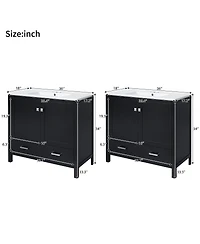 Sillysis 72 Inch Double Bathroom Vanity Set with Ceramic Sinks, Solid Wood Cabinet, Ample Storage and Soft Close Doors, Modern Freestanding