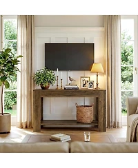 Tribesigns 41.3'' Farmhouse Console Table, 2-Tier Sofa Entryway Table with Storage, Narrow Wooden Behind Couch